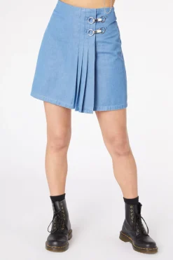 Liz Pleated Mini Denim Skort