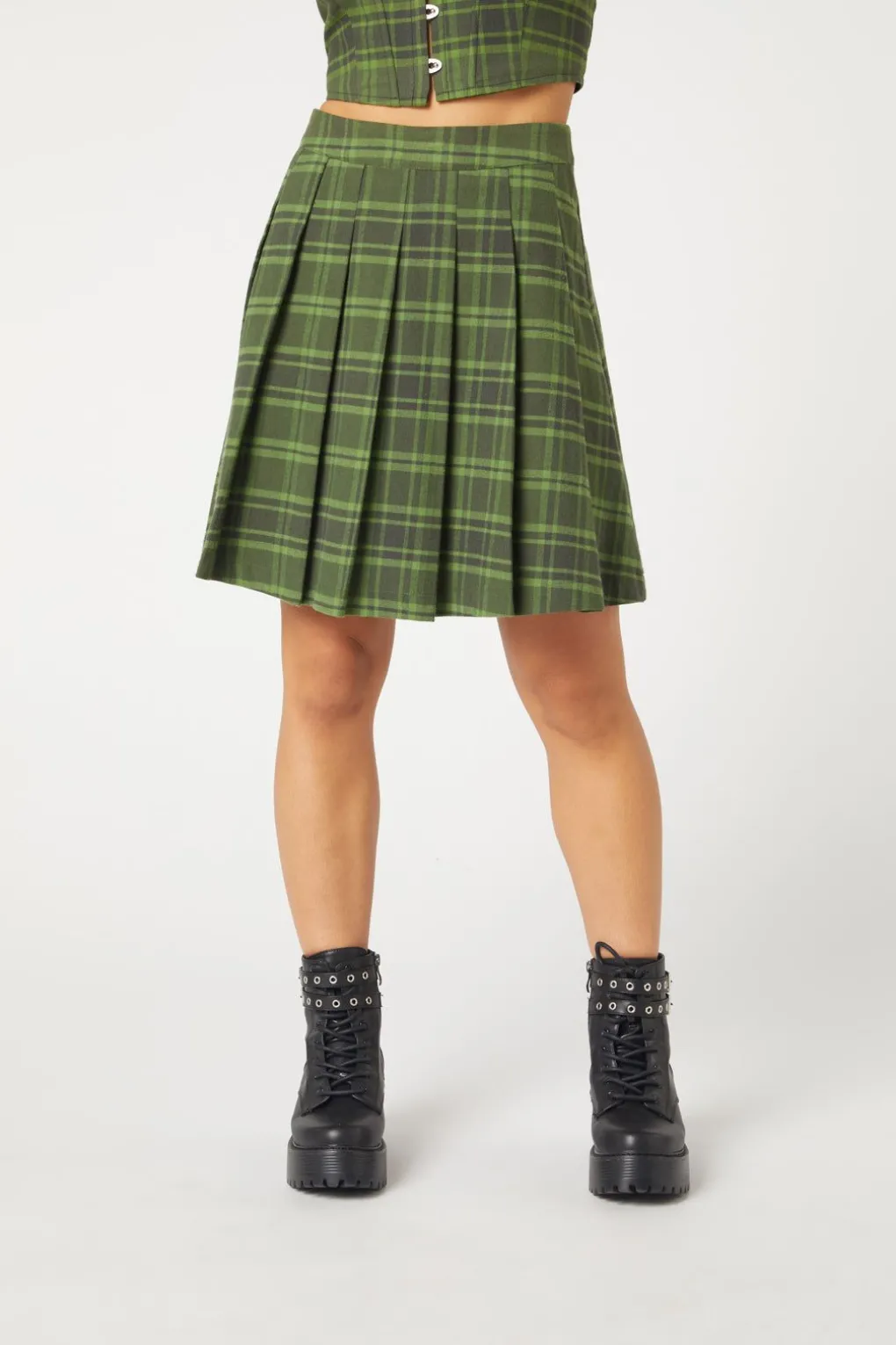 Meadow Tartan Pleated Skirt