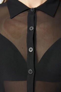 Mesh Collared Blouse