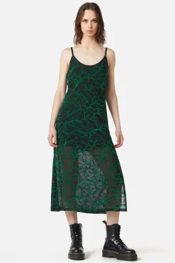 Neglected Flocked Mesh Midi Dress