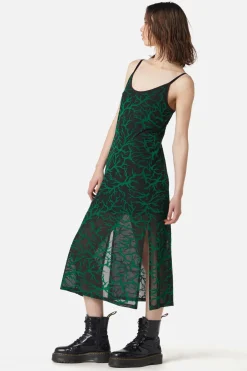 Neglected Flocked Mesh Midi Dress