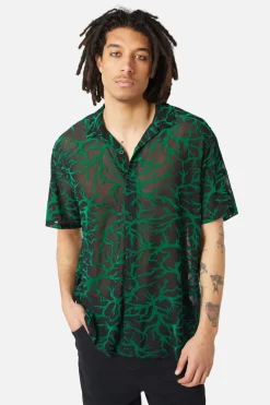 Neglected Flocked Mesh Short Sleeve Shirt