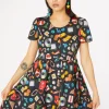 Old Days Print Cotton Dress