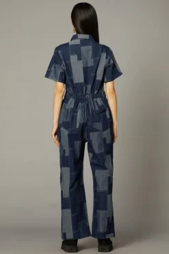 Patchwork Denim Boilersuit
