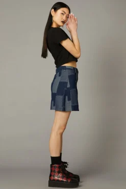 Patchwork Denim Skirt