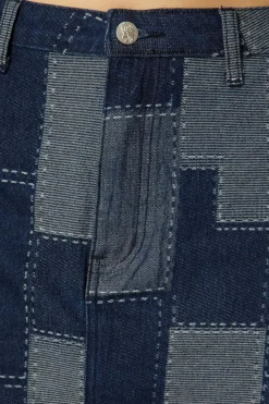 Patchwork Denim Skirt