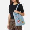Petal Embroidered Denim Tote