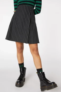 Pin Stripe Pleat Mini Skirt