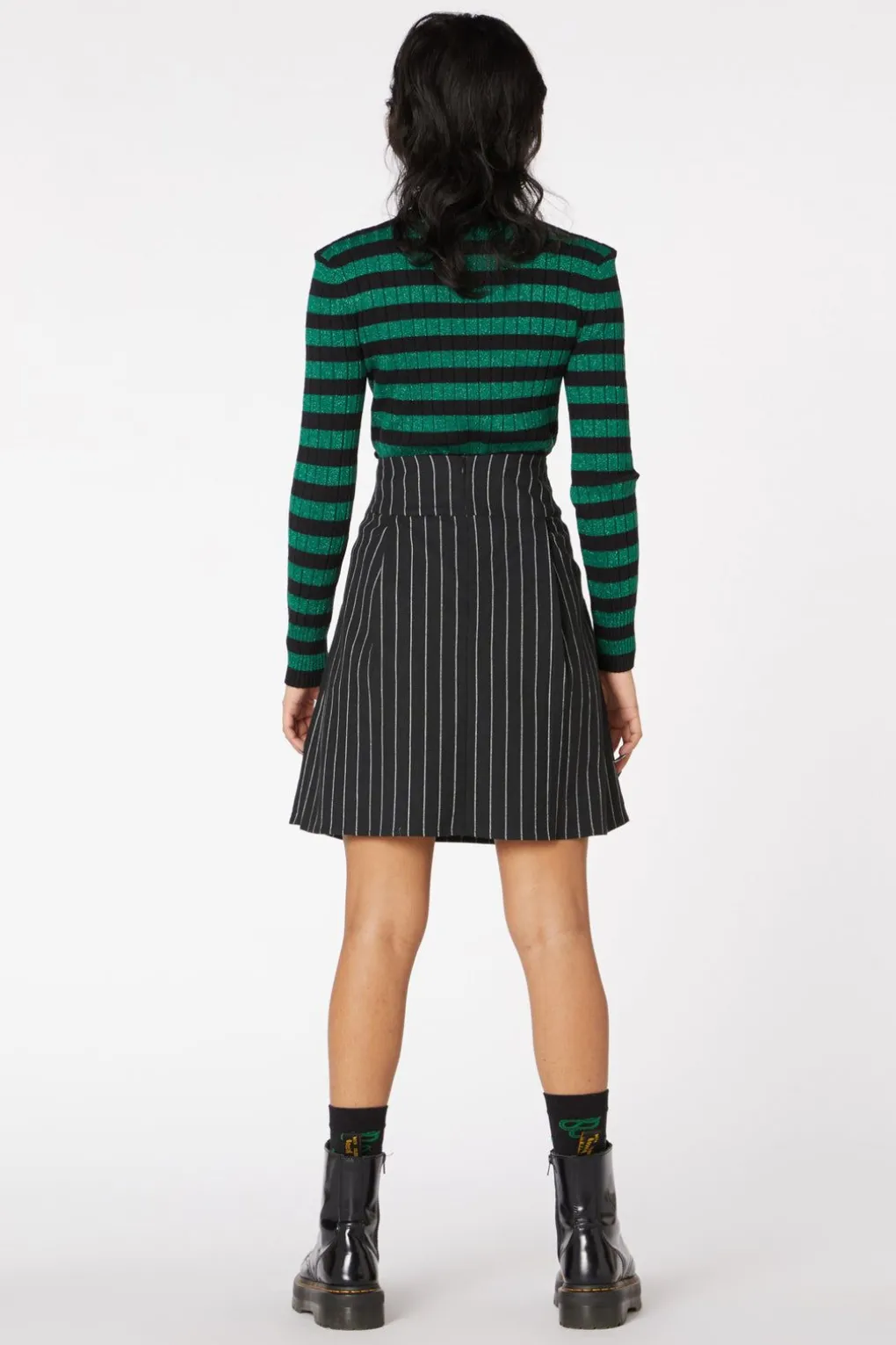 Pin Stripe Pleat Mini Skirt
