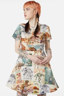 Prehistoric Dino Tile Print Dress