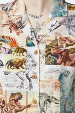 Prehistoric Dino Tile Print Blouse