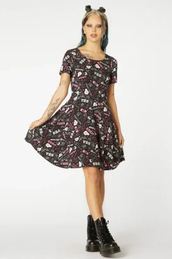 Printed Viscose Goth Dress