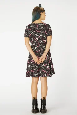 Printed Viscose Goth Dress