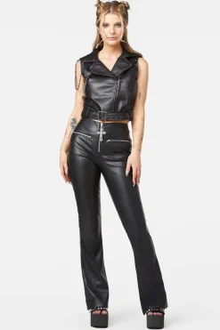 Punk Eyelet Pu Belted Vest