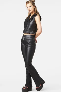 Punk Eyelet Pu Belted Vest