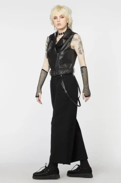 Punk Eyelet Pu Belted Vest