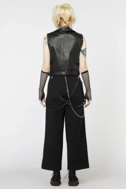 Punk Eyelet Pu Belted Vest