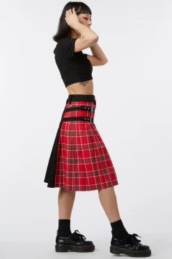 Punk Red Tartan Unisex Skirt