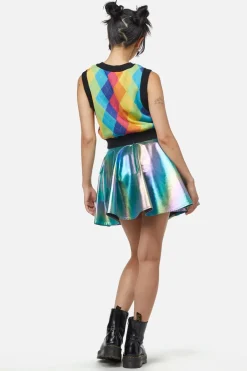 Rainbow Argyle Knit Vest