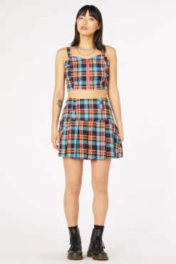 Rainbow Tartan Mini Skirt