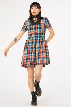 Rainbow Tartan Shirt Dress