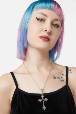 Red Stone Cross Necklace