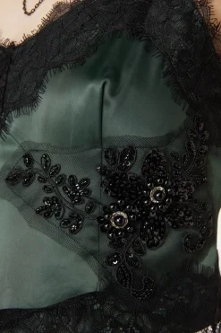 Remnants Satin Lace Bodice Top