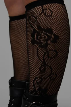 Roses Fishnet Long Socks