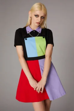 80S Colour Block Pinafore