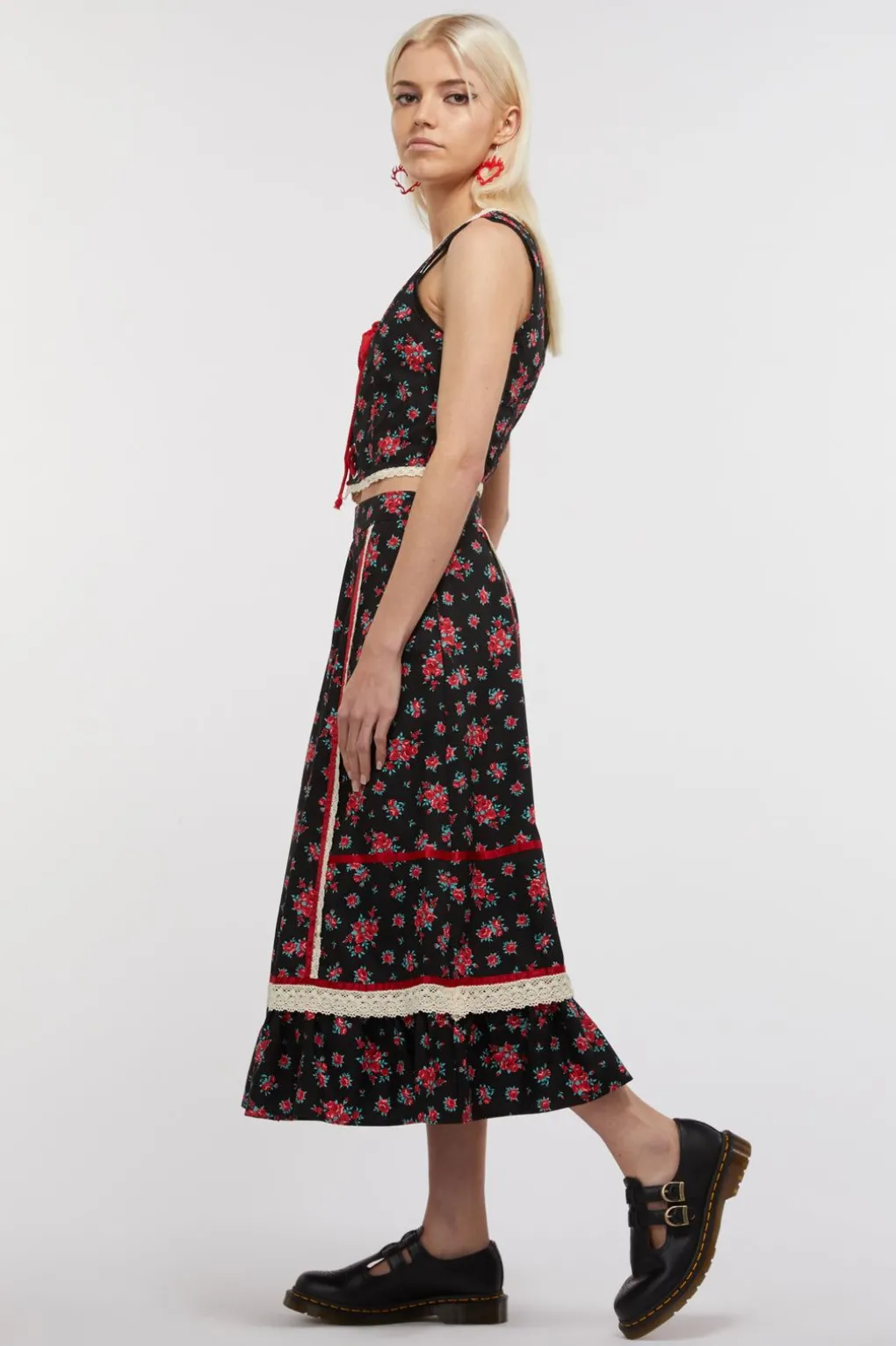 70S Prairie Rose Midi Skirt