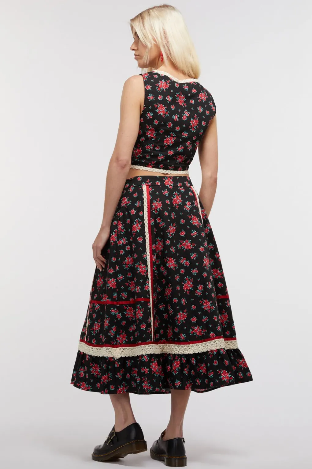 70S Prairie Rose Midi Skirt