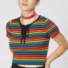 90S Rainbow Crop Rib Knit
