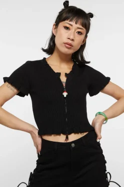 90S Style Zip Up Frill Cardi