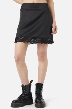Satin Lace Slip Mini Skirt