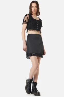 Satin Lace Slip Mini Skirt