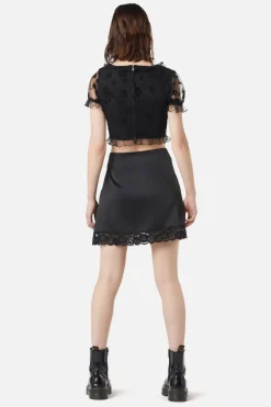 Satin Lace Slip Mini Skirt