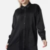 Satin Tux Shirt Dress