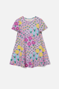 Scandi Flower Kids Jersey Dress