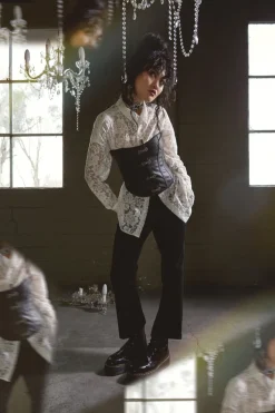 Sheer Lace Long Sleeve Shirt