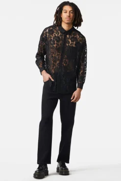 Sheer Lace Long Sleeve Shirt