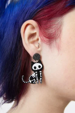Skeleton Cat Earrings