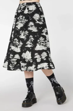 Skelly Toile Frill Midi Skirt