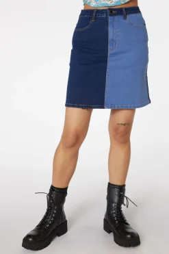 Split Wash Denim Mini Skirt