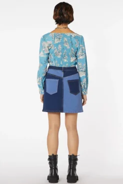 Split Wash Denim Mini Skirt