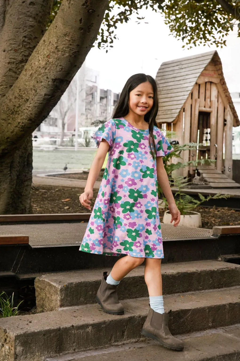 Starry Flower Kids Jersey Dress