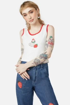 Strawberry Kisses Lace Edge Tank