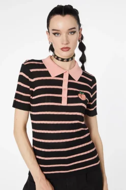 Stripey Peach Collar Knit