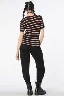 Stripey Peach Collar Knit