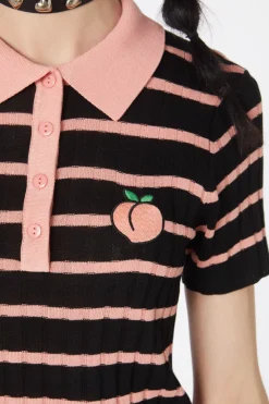 Stripey Peach Collar Knit