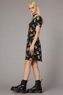 Surfing Creatures Print Dress